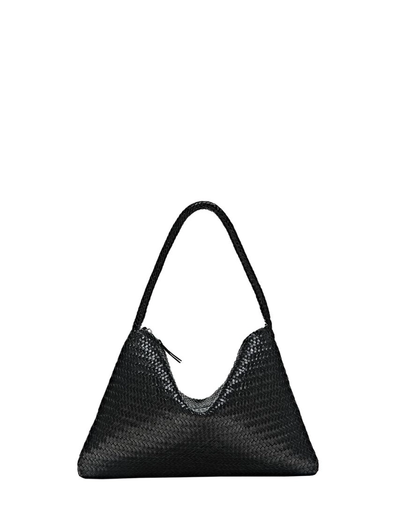 Сумка через плечо из тонированной кожи с плетеной отделкой среднего размера