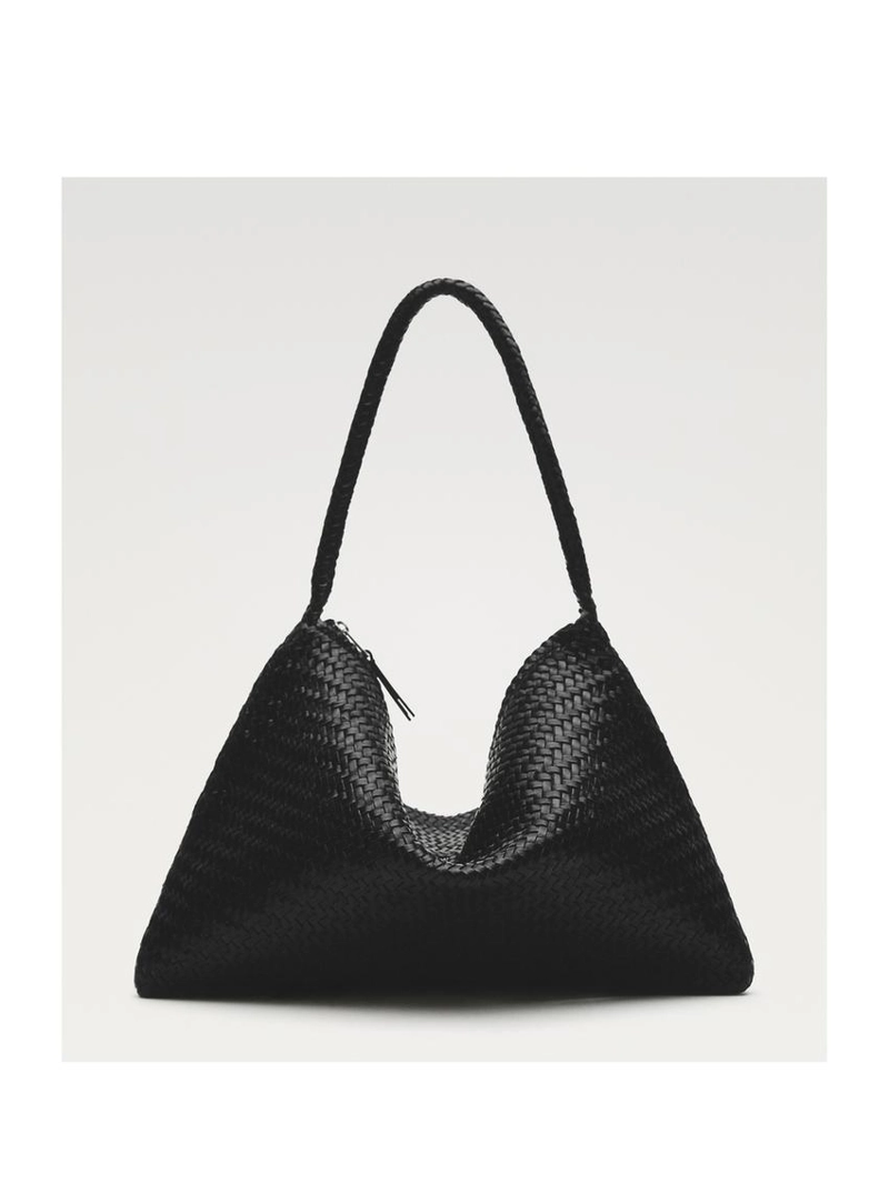 Сумка через плечо из тонированной кожи с плетеной отделкой среднего размера