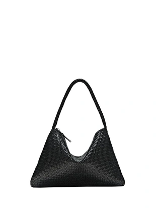 Сумка через плечо из тонированной кожи с плетеной отделкой среднего размера- Заказать в России