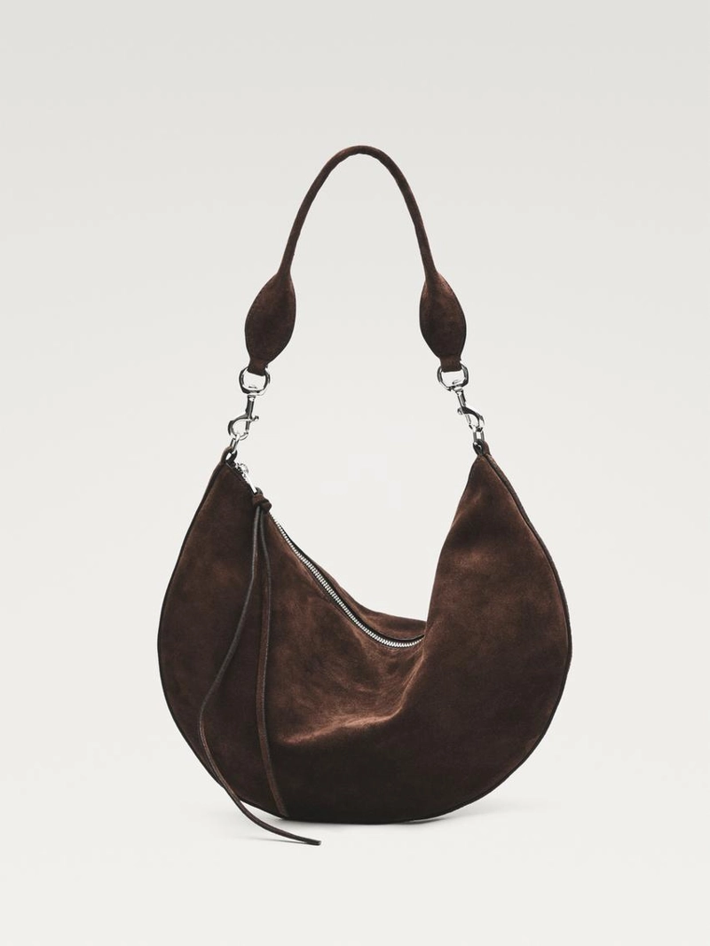 Сумка полумесяц из разделанной кожи