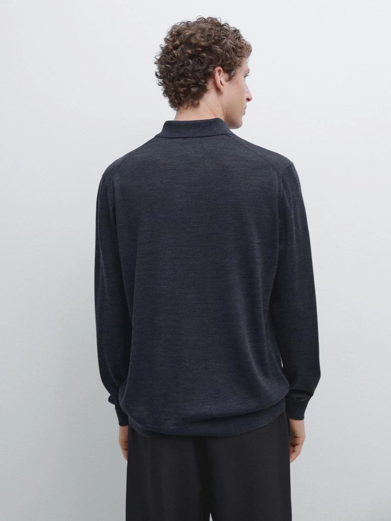 Свитер из 100% шерсти с воротником-поло