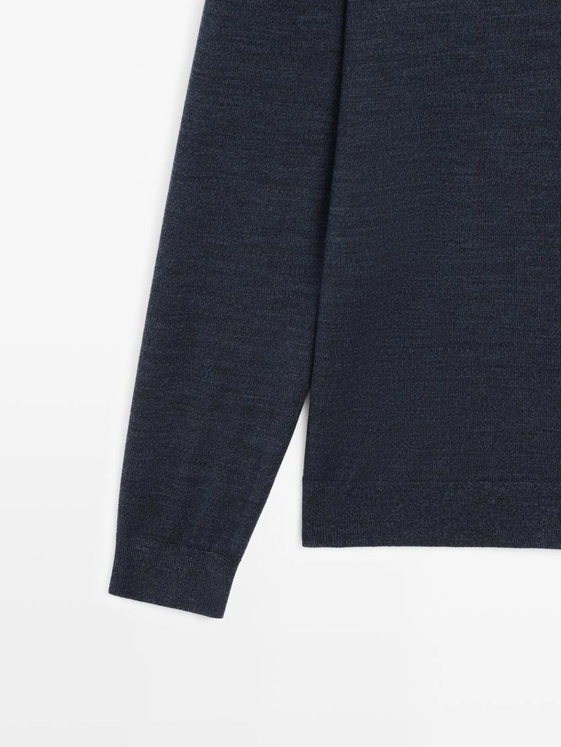 Свитер из 100% шерсти с воротником-поло