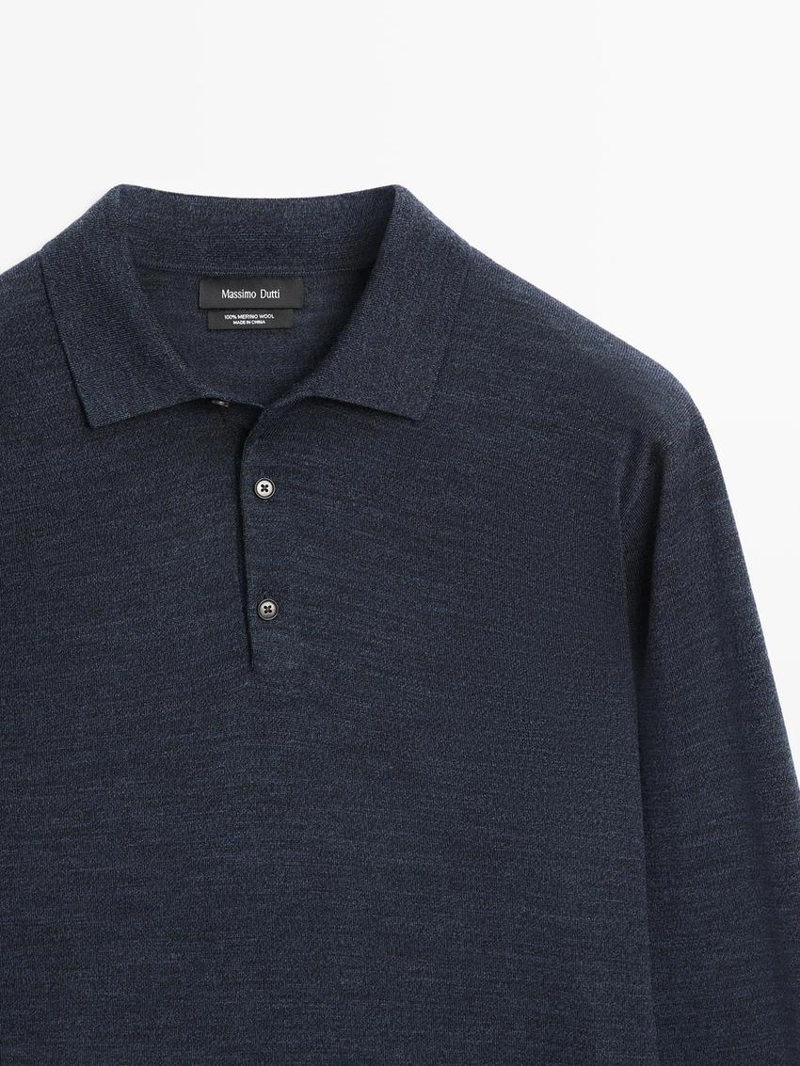 Свитер из 100% шерсти с воротником-поло