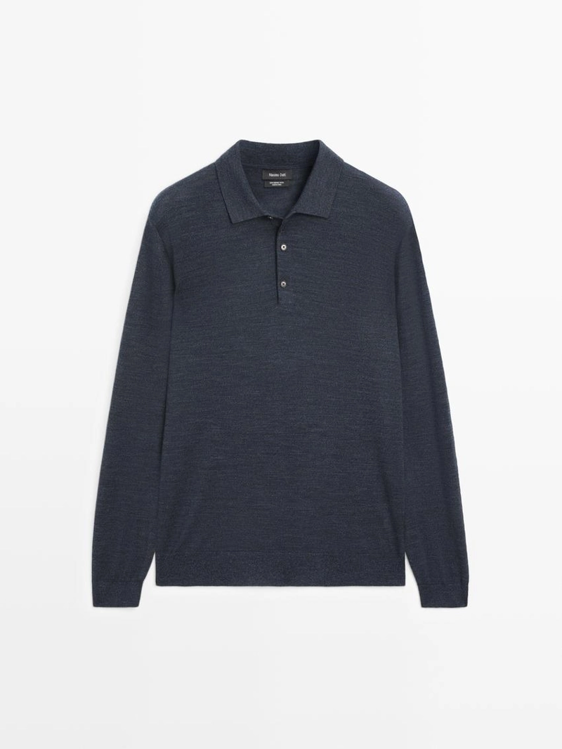 Свитер из 100% шерсти с воротником-поло