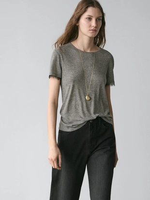 Футболка с коротким рукавом и кружевными деталями- Заказать в России