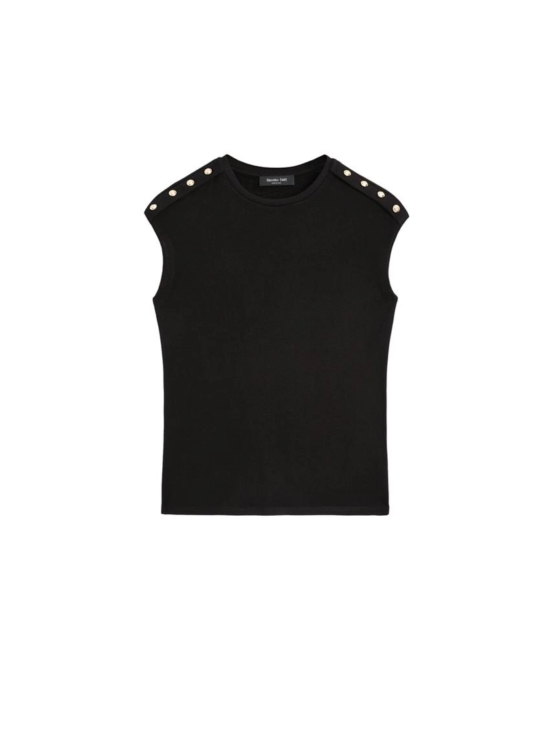 Футболка с рукавами летучая мышь и деталями на пуговицах