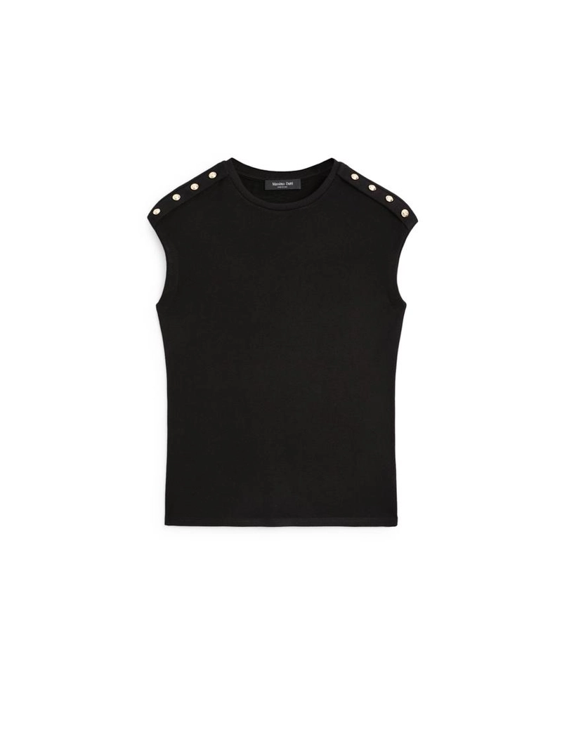 Футболка с рукавами летучая мышь и деталями на пуговицах