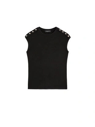 Футболка с рукавами летучая мышь и деталями на пуговицах- Заказать в России