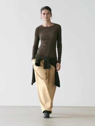 Лонгслив с элементами ребристого узора- Заказать в России