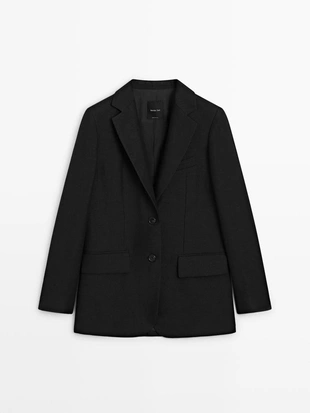 Льняной пиджак с деталями на лацканах- Заказать в России