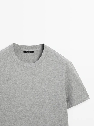 Футболка с коротким рукавом из меланжевого хлопка- Заказать в России