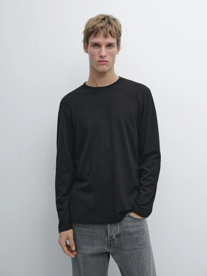 Футболка из хлопкового микса с длинным рукавом