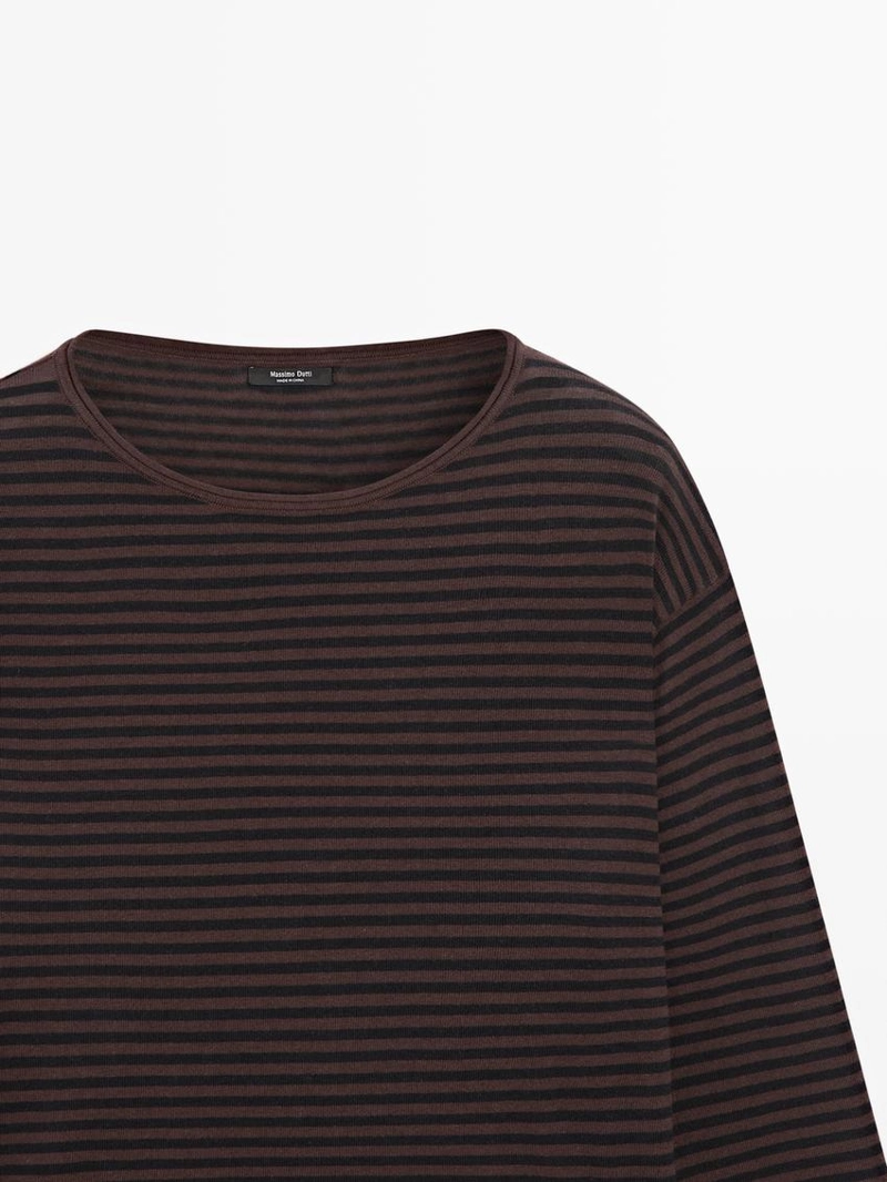 Джемпер из хлопково-шерстяной смеси в полоску