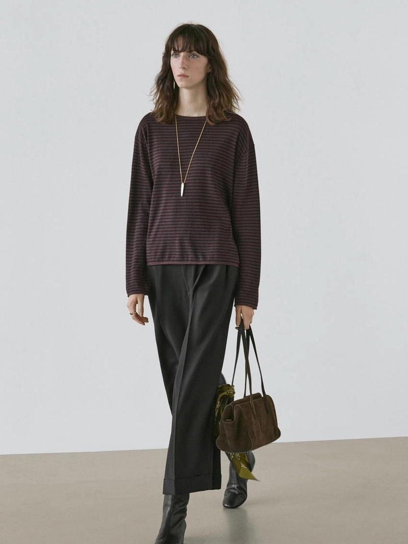 Джемпер из хлопково-шерстяной смеси в полоску