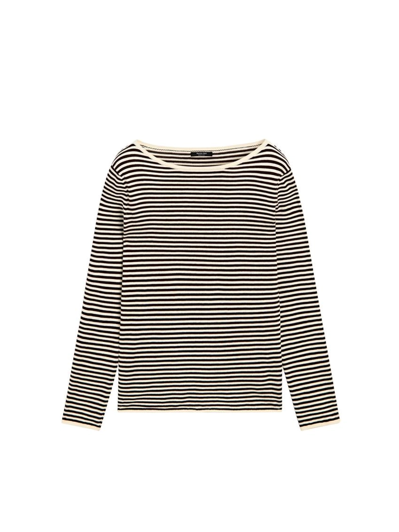 Длинный вязаный свитер в полоску