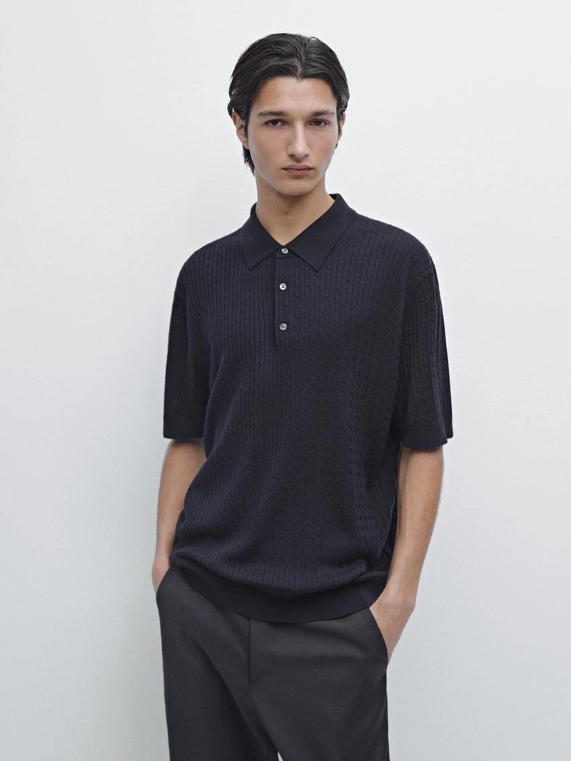 Свитер-поло из мериносовой шерсти