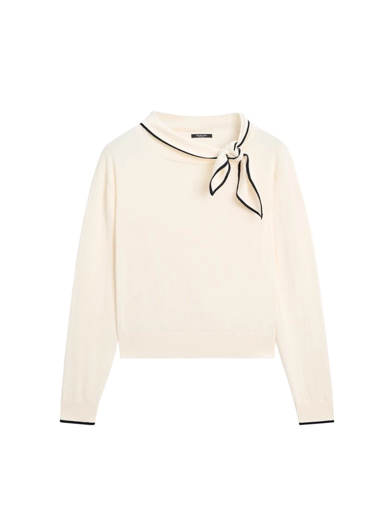 Свитер из хлопкового трикотажа с деталями шарфа