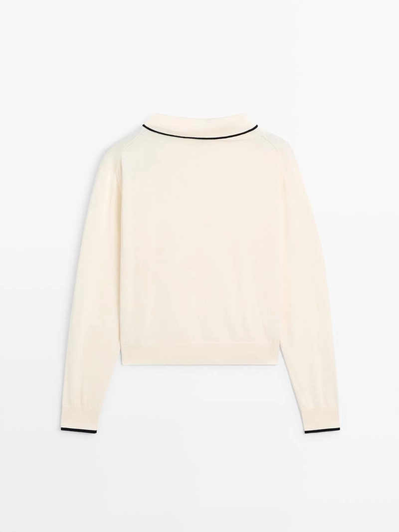 Свитер из хлопкового трикотажа с деталями шарфа