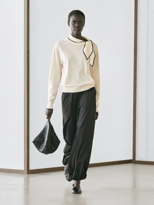 Свитер из хлопкового трикотажа с деталями шарфа- Заказать в России