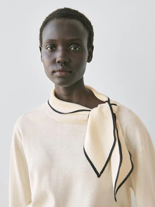 Свитер из хлопкового трикотажа с деталями шарфа- Заказать в России