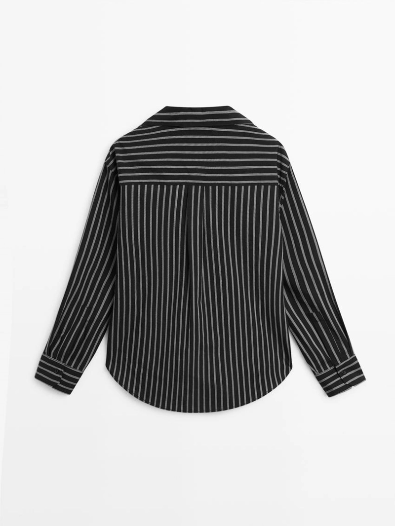 Рубашка из хлопково-вискозного микса в полоску