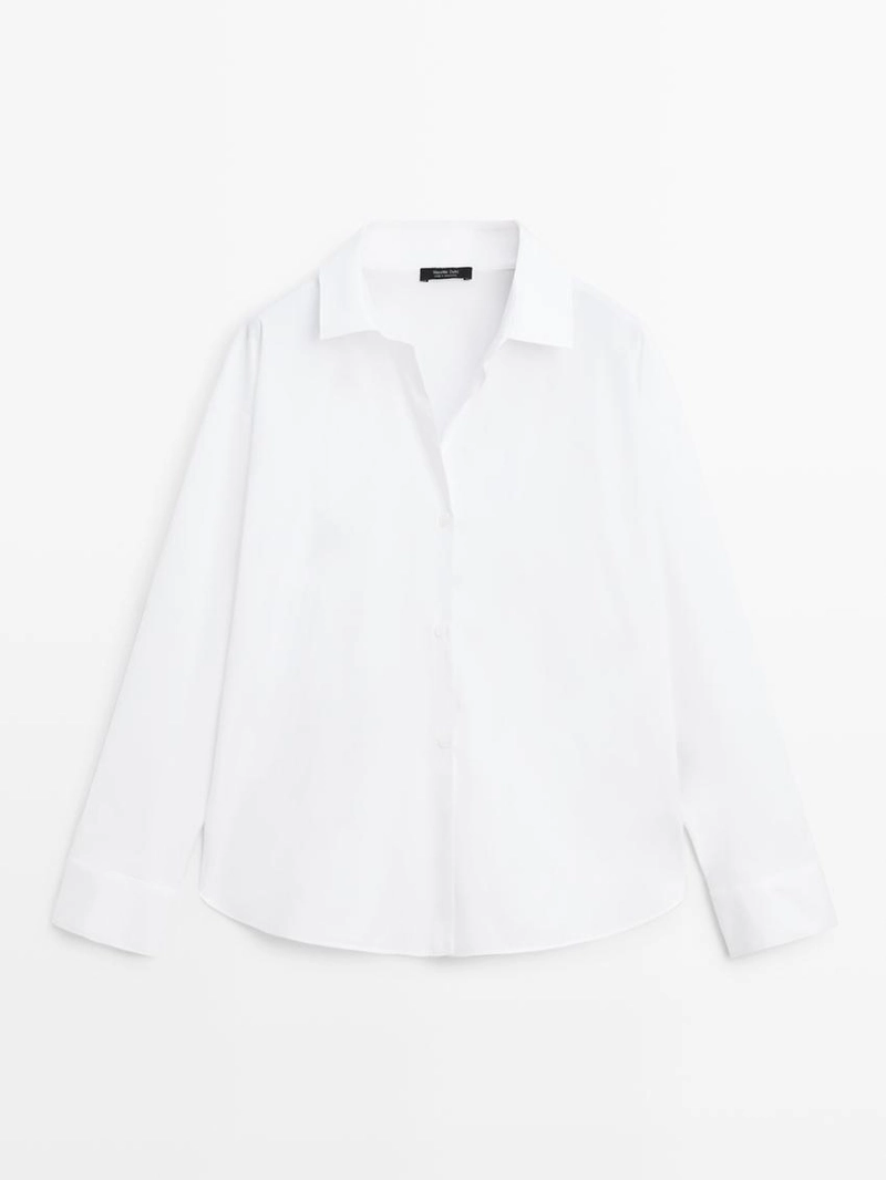 Рубашка из хлопковой ткани с деталями вытачек