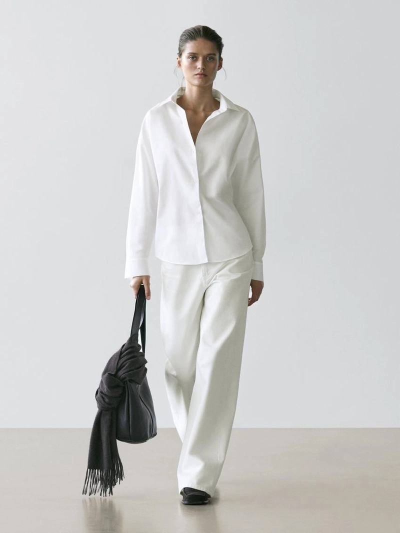 Рубашка из хлопковой ткани с деталями вытачек