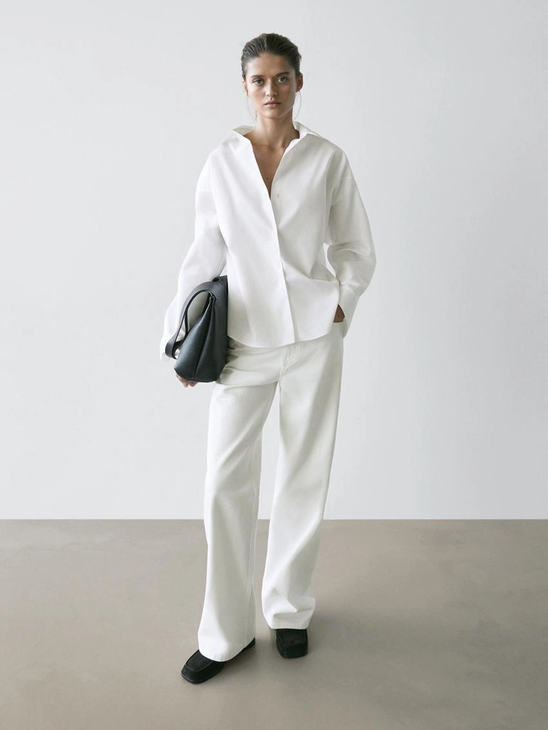 Рубашка из хлопковой ткани с деталями вытачек