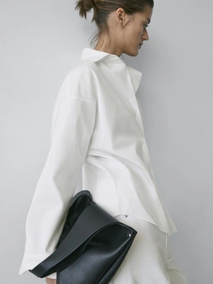 Рубашка из хлопковой ткани с деталями вытачек- Заказать в России