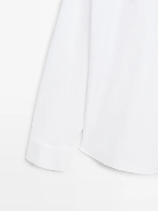 Рубашка из хлопковой ткани с деталями вытачек- Заказать в России