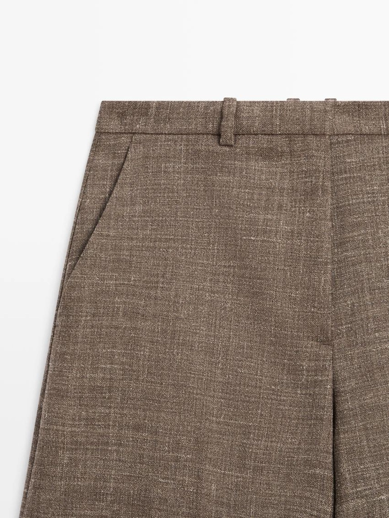 Широкие объемные брюки из шерстяно-шелковой смеси