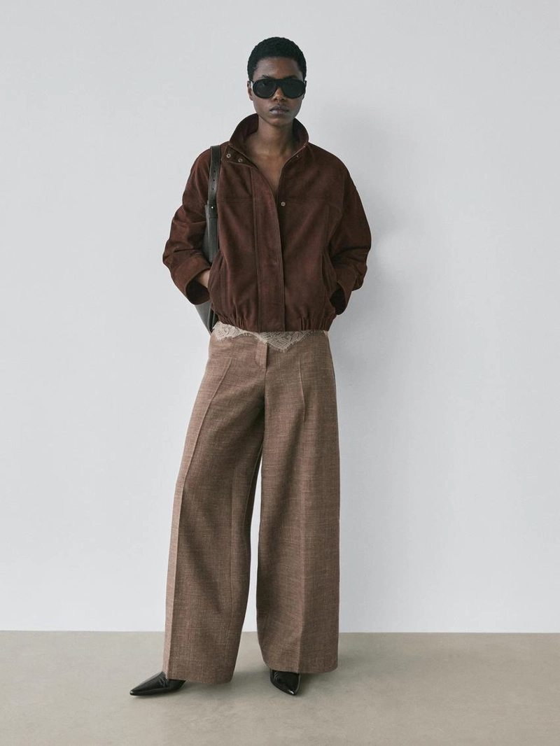 Широкие объемные брюки из шерстяно-шелковой смеси