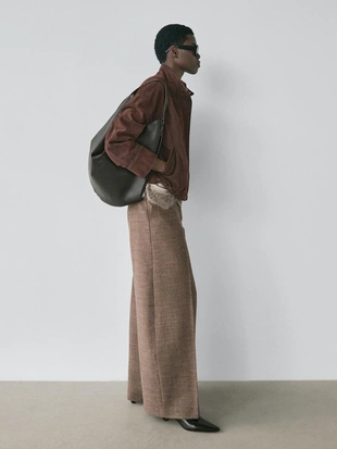 Широкие объемные брюки из шерстяно-шелковой смеси- Заказать в России