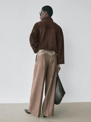 Широкие объемные брюки из шерстяно-шелковой смеси- Заказать в России