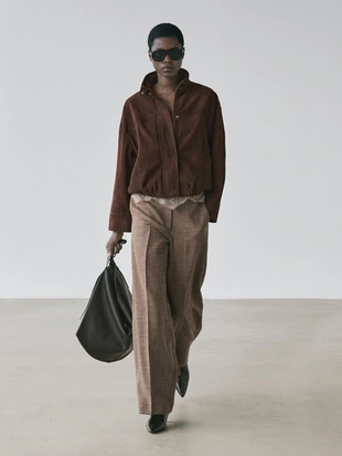 Широкие объемные брюки из шерстяно-шелковой смеси- Заказать в России