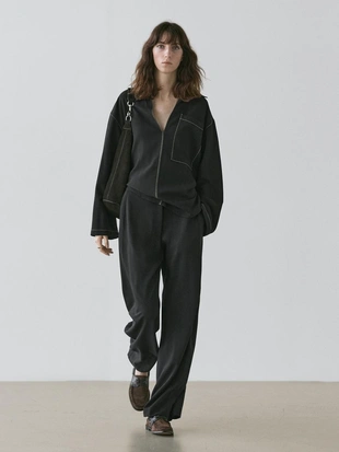 Брюки из шерстяной смеси с деталями шва- Заказать в России