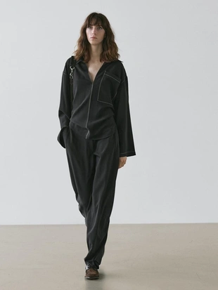 Брюки из шерстяной смеси с деталями шва- Заказать в России