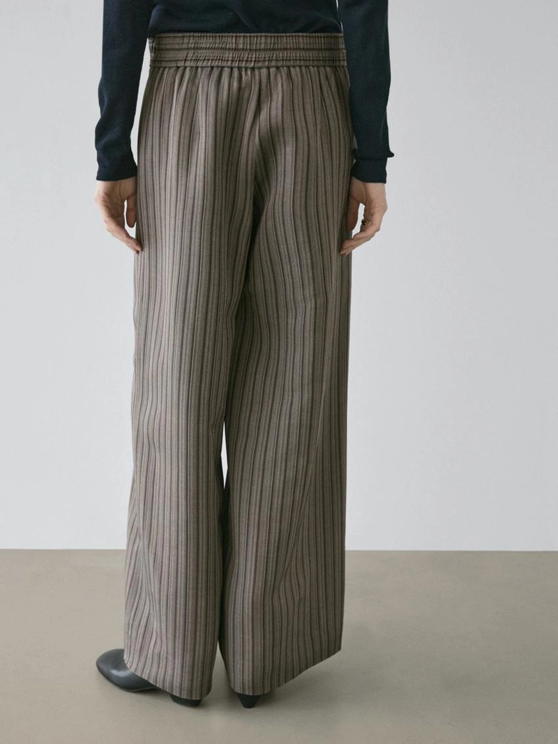 Брюки широкие с полосатыми деталями