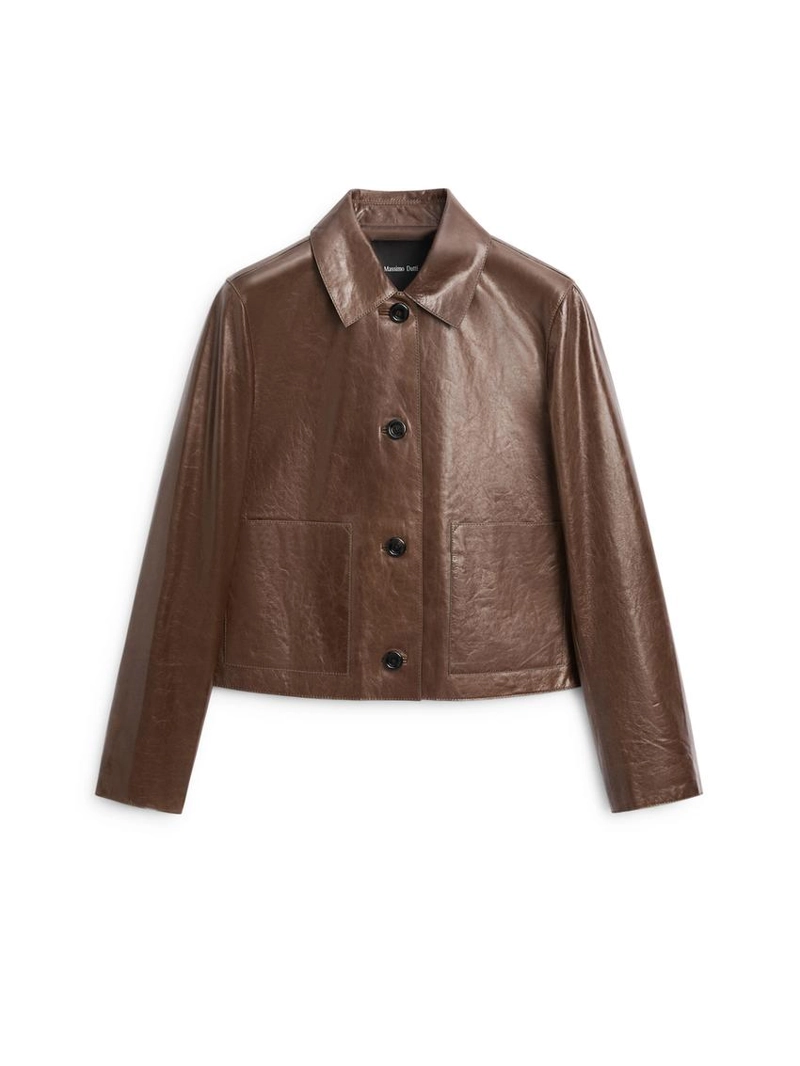 Укороченная куртка из натуральной кожи