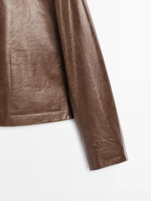 Укороченная куртка из натуральной кожи- Заказать в России