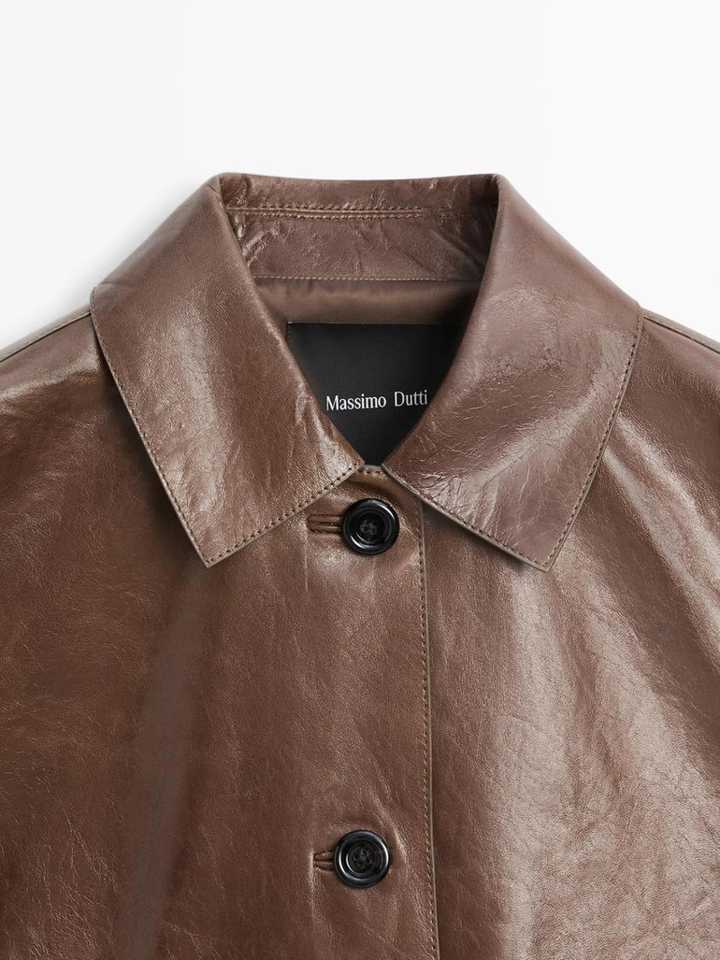 Укороченная куртка из натуральной кожи