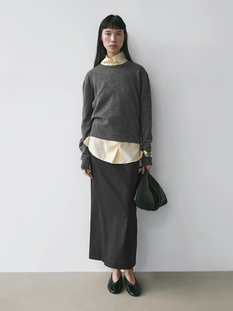 Юбка-карандаш из льняно-шелкового материала