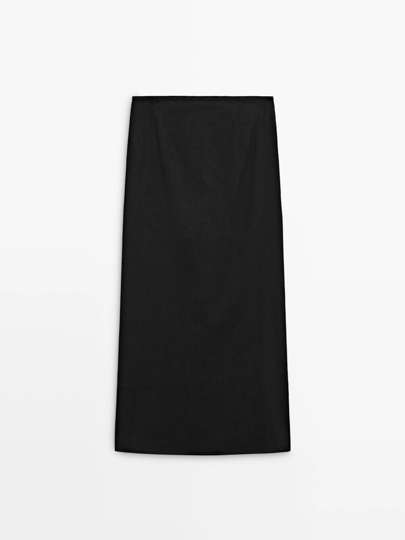 Юбка-карандаш из льняно-шелкового материала