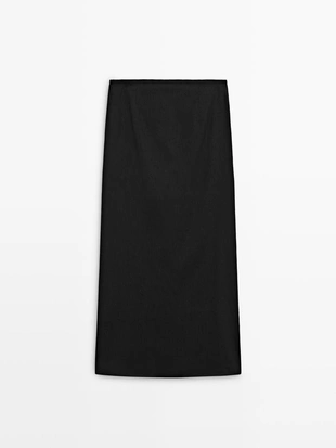 Юбка-карандаш из льняно-шелкового материала- Заказать в России