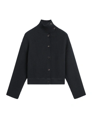 Кардиган из хлопкового трикотажа с высоким воротником- Заказать в России