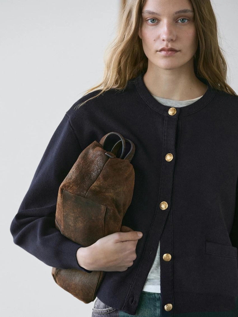 Кардиган из хлопкового трикотажа с пуговицами в золотом цвете