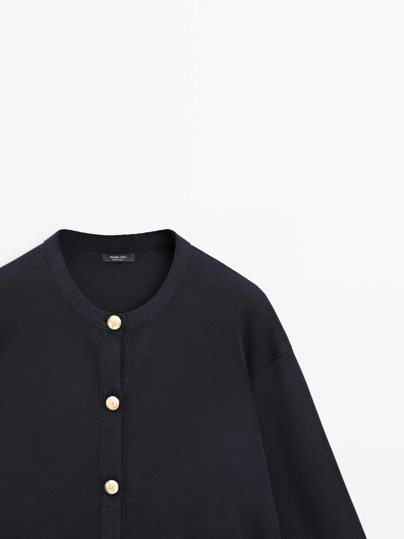 Кардиган из хлопкового трикотажа с пуговицами в золотом цвете