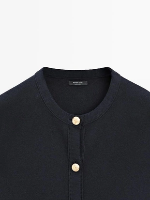 Кардиган из хлопкового трикотажа с пуговицами в золотом цвете- Заказать в России