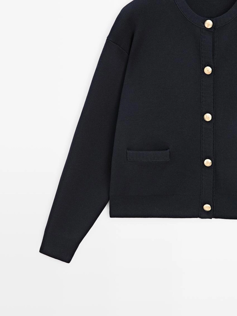 Кардиган из хлопкового трикотажа с пуговицами в золотом цвете