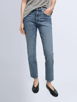 MEDIUM BLUE | 5060/918/427 - Massimo Dutti Джинсы с завышенной посадкой и укороченным силуэтом